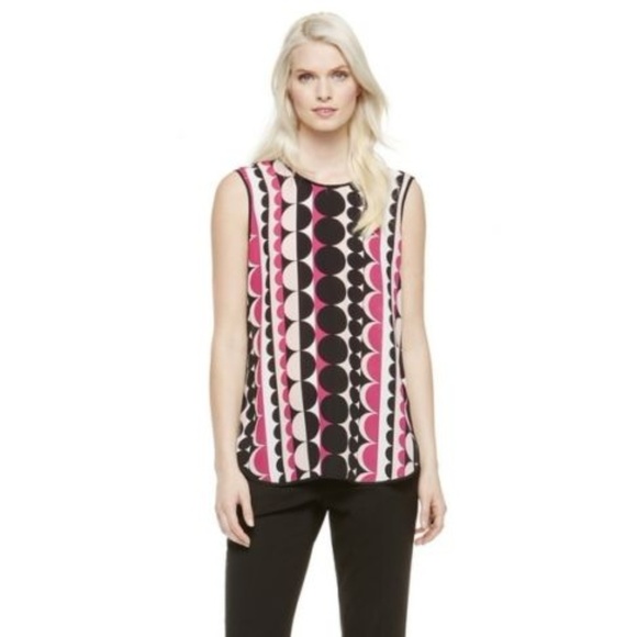 103 VINCE CAMUTO Retro Dot Hi-Lo Hem Top - Picture 1 of 8